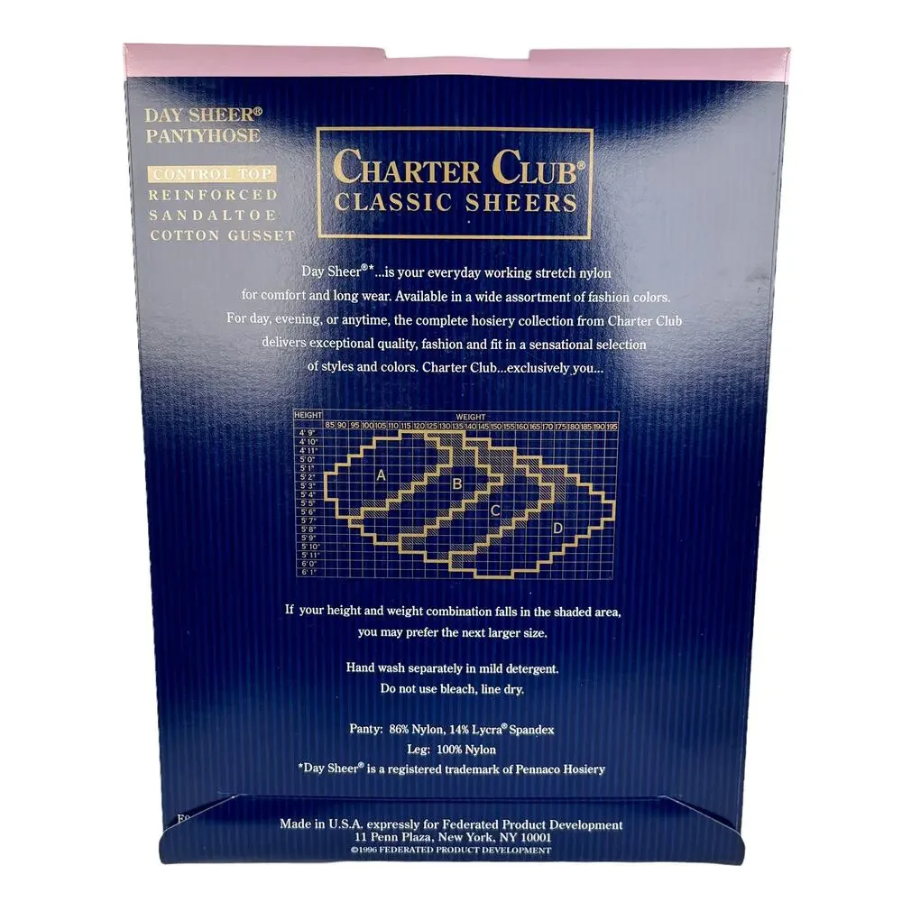 Charter Club Day Sheer Pantyhose Control Top Jet Black Size B